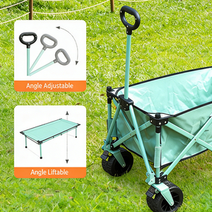 Chariot de camping pliable moderne et coloré avec siège inclinable, chariot de jardinage et de courses à quatre roues, chariot de transport extérieur pliable - Product Image 5
