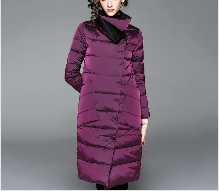 핫 세일 젊은 여성 숙녀 따뜻한 칼라 숙녀 다운 코트 긴 자켓 겨울