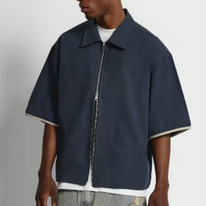 <span class=keywords><strong>Camicia</strong></span> da Lavoro Personalizzata in Tessuto Scamosciato con Doppia Cerniera, Mezza Manica, Colletto a V, Vendita all'Ingrosso, Abbigliamento Maschile - Product Image 6