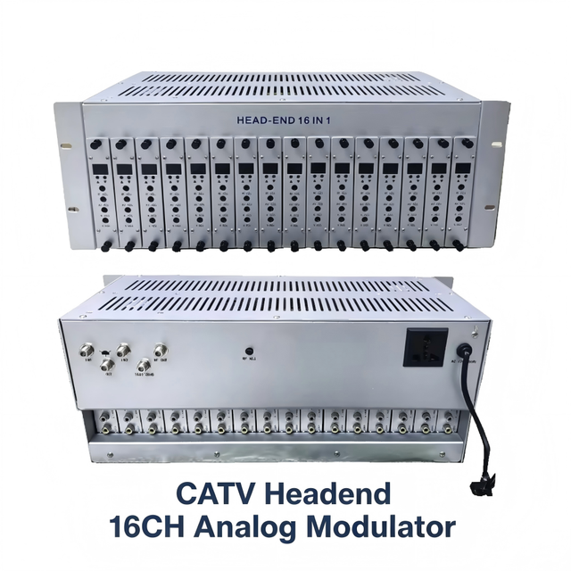 16CH Modular Analog TV Modulator CATV Headend Equipment with AV RF Input for Hotel Apartment MATV System