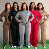 Ensemble polyvalent décontracté et tendance pour femmes européennes et américaines grande taille - Ensemble deux pièces à jambes larges