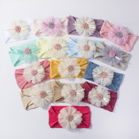 Nouveaux Bandeaux Mignons en Maille Florale pour Bébé, Élastiques et Doux, Style Européen et Américain, en Tissu, 18,5 cm, pour Enfants, Vente en Gros