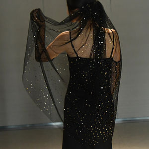 LUOXIN 2T veli da sposa neri 1 livello scintillante stella d'oro drappeggiato <span class=keywords><strong>Veu</strong></span> stella splendente luna Bronzing Glitter velo da sposa - Product Image 2