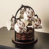 Ensemble de tasses à café en céramique florale de luxe léger, tasses à lait en céramique pour la maison