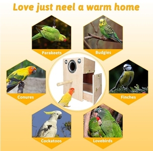 Bằng Gỗ Parakeet Lồng Hộp Aviary Budgie Lồng Phụ Kiện Cho Chim Chăn Nuôi Giao Phối Cho Cockatiel Finch Lovebirds Conure - Product Image 6