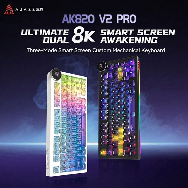 AJAZZ AK820 V2 Mechanical Keyboard Wireless  the Third Mock Examination Game Video Game Dual 8K Wired 75 Customized