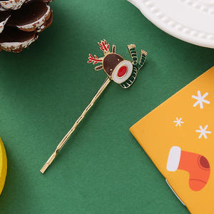 Pinces à cheveux créatives pour <span class=keywords><strong>arbre</strong></span> de Noël Nouveau design Père Noël Elk Alliage d'or Accessoires de cheveux pour enfants pour la fête - Product Image 4