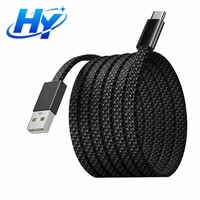 Câble de charge rapide USB-A vers Type-C plat et tressé, gain de place, anti-emmêlement, pour téléphone portable, voiture et déplacements quotidiens