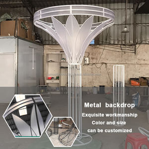 SMOOTH High Quality <b>Flower</b> Stand White Gold Wedding Stage Round Top Metal Backdrop - Product Image 2