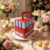 Vente flash - Boîte à gâteau triangulaire en carton blanc avec poignée, 16,2*10,2*11 cm, boîte d'emballage portable pour tranches de gâteau imprimée