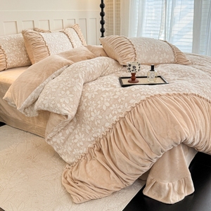 Set quattro pezzi in pile di latte intagliato in stile <span class=keywords><strong>francese</strong></span> <span class=keywords><strong>lenzuola</strong></span>, federe, copripiumino - Product Image 5