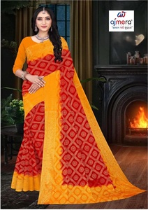 Traditional Party Wear Ajmera Cotton Printed <b>Saree</b> Elegant Soft Stylish Ethnic Fashion Collection Quick Dry All Seasons for - Product Image 5