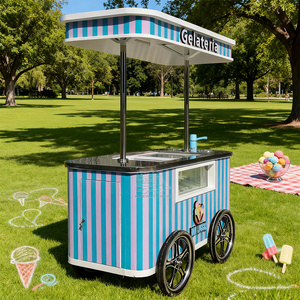 Ice Cream Gelato Display Freezer Towable 4-Wheel Mobile Food Cart Fast Food Outdoor Rust Resistant Galvanized Sheet <b>Soft</b> <b>Serve</b> - Product Image 2