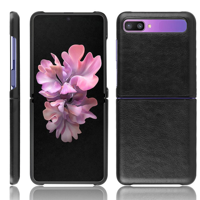 Ultra Slim Retro Litchi Skin Pattern PU Leather Protective Case Foldable Screen Phone Case for Samsung Galaxy Z Flip