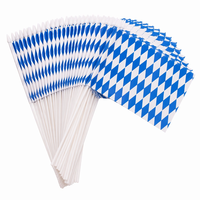 Lot de 50 drapeaux bavarois à tenir à la main - 14x21cm, petits drapeaux en polyester à carreaux, imperméables, pour festivals de la bière et défilés