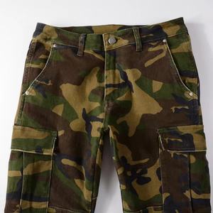 High street moda multi-bolso patch <span class=keywords><strong>jeans</strong></span> <span class=keywords><strong>camo</strong></span> ao ar livre rasgado esticar pernas magras homens - Product Image 3