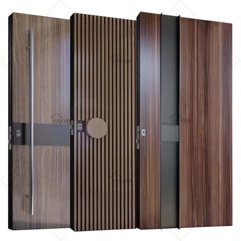 Наружная деревянная дверь с американским современным дизайном, очень большие входные двери из массива дерева, двери из орехового дерева