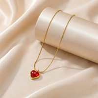 Damesmode goudkleurige ketting rode hartsteen hanger elegante dames neksieraden voor feest Valentijnsdag cadeau