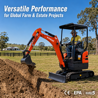 Mini Excavadora Usada de 1.5 a 2 Toneladas, Mini Excavadora de Orugas para Uso Doméstico de 1.5 Toneladas con Pulgar Hidráulico