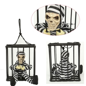 Halloween Hanging Skull Cage cre(squelight Up Eyes decorazioni fantasma Halloween prigionieri giocattoli spaventosi Decor - Product Image 4