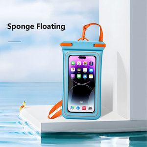 Funda impermeable para teléfono con correa desmontable, funda de PVC de 19cm para nadar, bolsa universal para teléfono móvil, azul y naranja - Product Image 5
