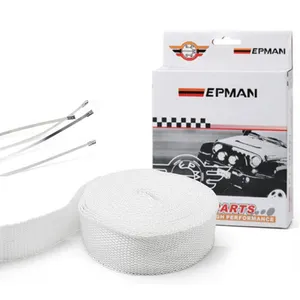 EPMAN White Turbo Manifold Heat Exhaust Thermal Wrap Tape & Stainless Ties 2"X10meter EP-WR13WH