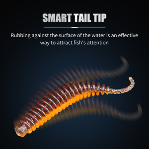 TGD - Juego de 10 Señuelos de Pesca Flotantes Suaves de TPE, Tipo Gusano, Micro Grub, con Cola de Espina, para Pescar Lubina, <span class=keywords><strong>Trucha</strong></span>, Crappie y Perca - Product Image 6