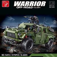 Modèle de véhicule tout-terrain RC 4015 en 6 pièces, SUV, voiture militaire Hummer blindée, blocs de construction électroniques, jouet de construction 1:18