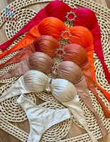 Ensemble de bikini tube top uni orné d'étoiles de mer pour femme, maillot de bain personnalisable, faible MOQ, prototypage rapide