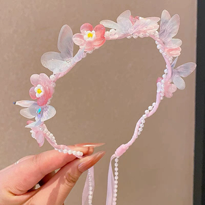 Nuova Fascia per Capelli Intrecciata a Farfalla da Principessa, Design Fatato, Ghirlanda con Nastro per Bambine - Product Image 4