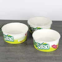 Bol à salade et nouilles jetable biodégradable à paroi simple, de qualité alimentaire, avec impression personnalisée, pour vente en gros et à emporter