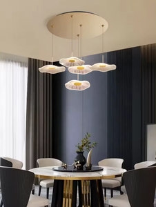 Éclairage de zèle tendant la lumière de forme de lotus pour la suspension créative en verre d'or de salon - Product Image 3