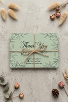 Cartes de remerciement vert sauge botanique, écologiques, impression personnalisée, pour petites entreprises, cartes à insérer dans les colis, commande en gros, OEM, vente en gros