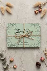 Cartes <span class=keywords><strong>de</strong></span> remerciement vert sauge botanique, écologiques, impression personnalisée, pour petites entreprises, cartes à insérer dans les colis, <span class=keywords><strong>commande</strong></span> en gros, OEM, vente en gros - Product Image 2