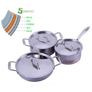 6 cái <span class=keywords><strong>5ply</strong></span> lõi đồng chậu và PAN 304 thép không gỉ <span class=keywords><strong>Cookware</strong></span> <span class=keywords><strong>Set</strong></span> cho nhà bếp nấu ăn - Product Image 1