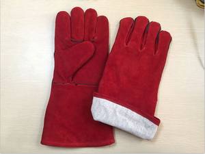 Gants de <span class=keywords><strong>four</strong></span> en cuir de vachette de 16 pouces résistants à la chaleur Gants de soudage <span class=keywords><strong>pour</strong></span> barbecue Cheminée Fire Pit Grill Accessoires - Product Image 5