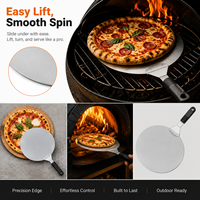 Pengangkat Pizza Manjia 12 inci, Spatula Pengangkat Pizza untuk Memanggang di Oven, Adonan Pizza Buatan Sendiri, Nampan Penyaji Kue Pizza, Pengangkat Pizza