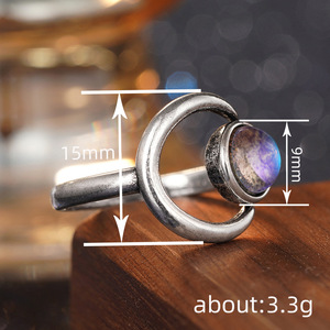 Anello coreano con pietra lunare, elegante e semplice, gioiello da donna - Product Image 3