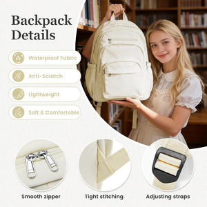 Sac à dos pour ordinateur portable de 15 pouces personnalisé, style décontracté classique en matériau recyclé avec fermeture éclair pour les étudiants - Product Image 1