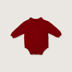Ropa de bebé tejida 100% algodón para niños, ODM y OEM, mono de bebé de Vietnam con botones, color sólido, ropa de bebé YKK para invierno. - Product Image 2