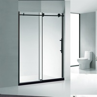 Porte de douche coulissante sans cadre en acier inoxydable 304 de style moderne KMRY pour hôtel, cloison en verre trempé anti-explosion en acrylique