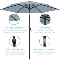 Parasol de jardin Ombrelone prêt à être expédié en gros, 10 pieds, 9 pieds, pour terrasse extérieure, avec manivelle inclinable à bouton-poussoir