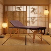 Table de massage pliante légère en bois, 3 sections, portable, prix de gros, pour spa