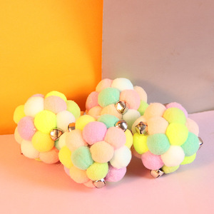<b>Cat</b> Pom-Pom Ball With Bell Boredom Buster <b>Interactive</b> <b>Toy</b> For <b>Cats</b> Pet Plaything - Product Image 1