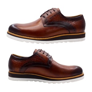 New Men's Business Casual <b>Shoes</b> Thick Soled Square Toe Lace-Up Closure Lightweight Patchwork Design First Layer Cowhide - Product Image 5