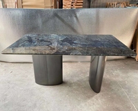 Table à manger rectangulaire en marbre haut de gamme pour appartement, pieds en acier inoxydable, 180 cm, table de restaurant, fabrication Foshan