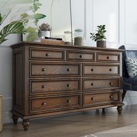 Commode moderne vintage américaine à neuf tiroirs en bois massif pour la chambre à coucher Armoire à neuf tiroirs pour le salon Rangement à neuf tiroirs