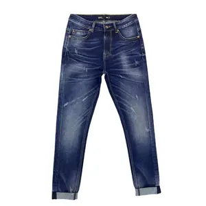 2021 Winter Fashion Custom Dark Wash Blue Stretch Fabric Men's Denim Jeans