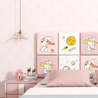 Autocollant mural 3D en dessin animé rose auto-adhésif, panneau anti-collision souple XPE, imperméable, décoration de chambre d'enfant