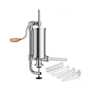 Manual Sausage Filler Stuffer Machine 2.5LBS/1.5L Hand Operated Tool Vertical Metal Meat Sausage Stuffer